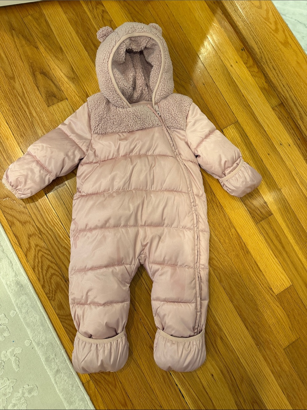 Baby Gap Pink Puffer One-Piece Snowsuit with Hood